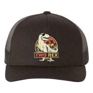 Kids Two Rex 2nd Birthday Gift Second Dinosaur 2 Year Old Yupoong Adult 5-Panel Trucker Hat