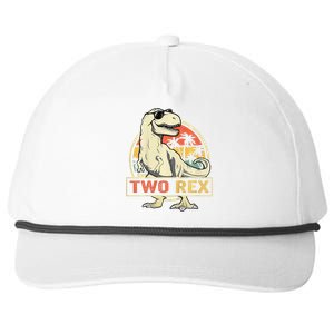 Kids Two Rex 2nd Birthday Gift Second Dinosaur 2 Year Old Snapback Five-Panel Rope Hat