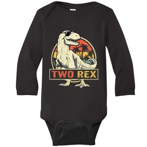 Kids Two Rex 2nd Birthday Gift Second Dinosaur 2 Year Old Baby Long Sleeve Bodysuit