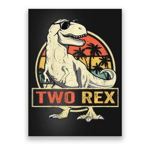 Kids Two Rex 2nd Birthday Gift Second Dinosaur 2 Year Old Poster