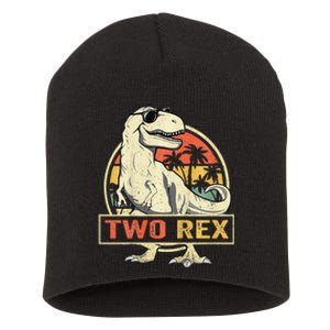 Kids Two Rex 2nd Birthday Gift Second Dinosaur 2 Year Old Short Acrylic Beanie