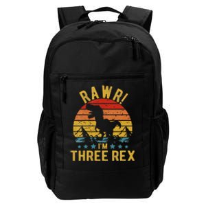 Kids Three Rex 3rd Birthday Dinosaur 3 Year Old Rawr Boy Girl Daily Commute Backpack