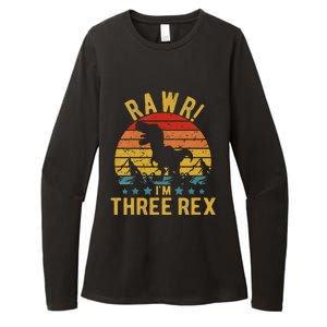 Kids Three Rex 3rd Birthday Dinosaur 3 Year Old Rawr Boy Girl Womens CVC Long Sleeve Shirt