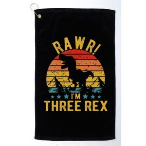 Kids Three Rex 3rd Birthday Dinosaur 3 Year Old Rawr Boy Girl Platinum Collection Golf Towel