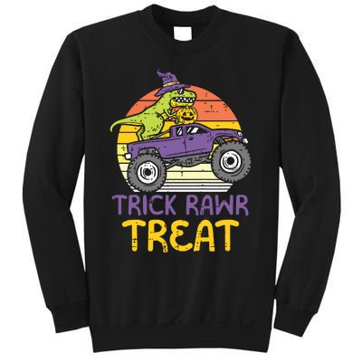 Kids Trick Rawr Treat Dinosaur Monster Truck Halloween Boy Kids Sweatshirt