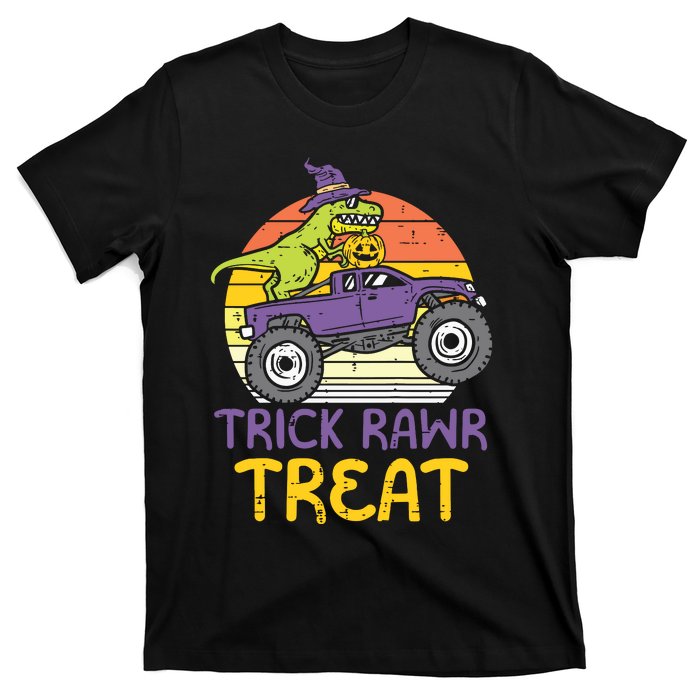 Kids Trick Rawr Treat Dinosaur Monster Truck Halloween Boy Kids T-Shirt