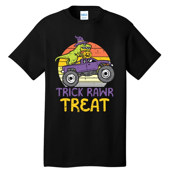 Kids Trick Rawr Treat Dinosaur Monster Truck Halloween Boy Kids Tall T-Shirt