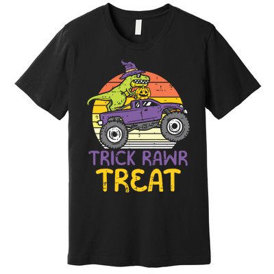 Kids Trick Rawr Treat Dinosaur Monster Truck Halloween Boy Kids Premium T-Shirt