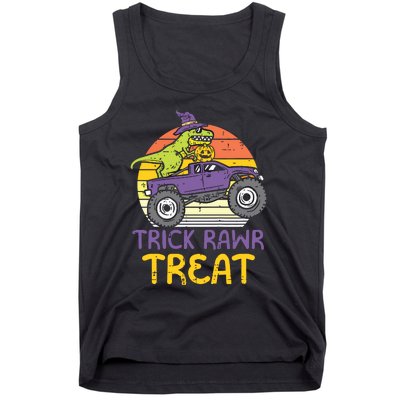 Kids Trick Rawr Treat Dinosaur Monster Truck Halloween Boy Kids Tank Top