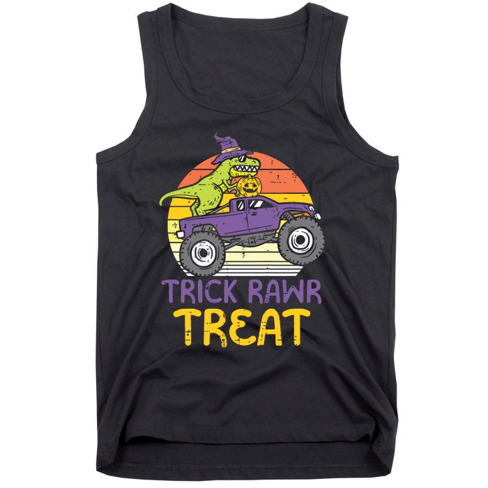 Kids Trick Rawr Treat Dinosaur Monster Truck Halloween Boy Kids Tank Top