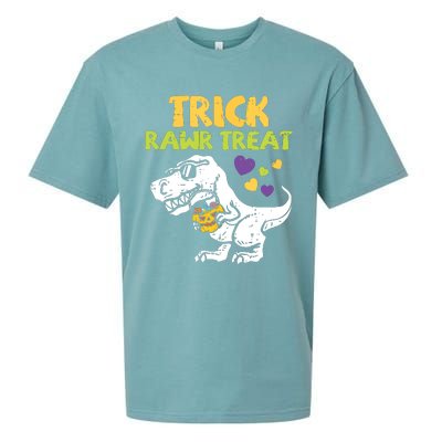 Kids Trick Rawr Treat Dinosaur Trex Boy Halloween Kids Sueded Cloud Jersey T-Shirt