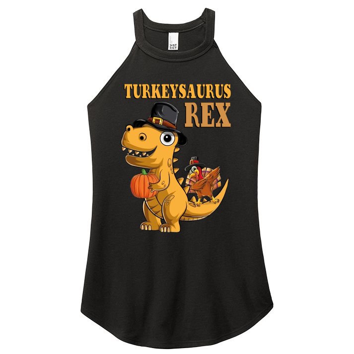 Kids Turkeysaurus Rex Turkey Dino Thanksgiving Women's Perfect Tri Rocker Tank