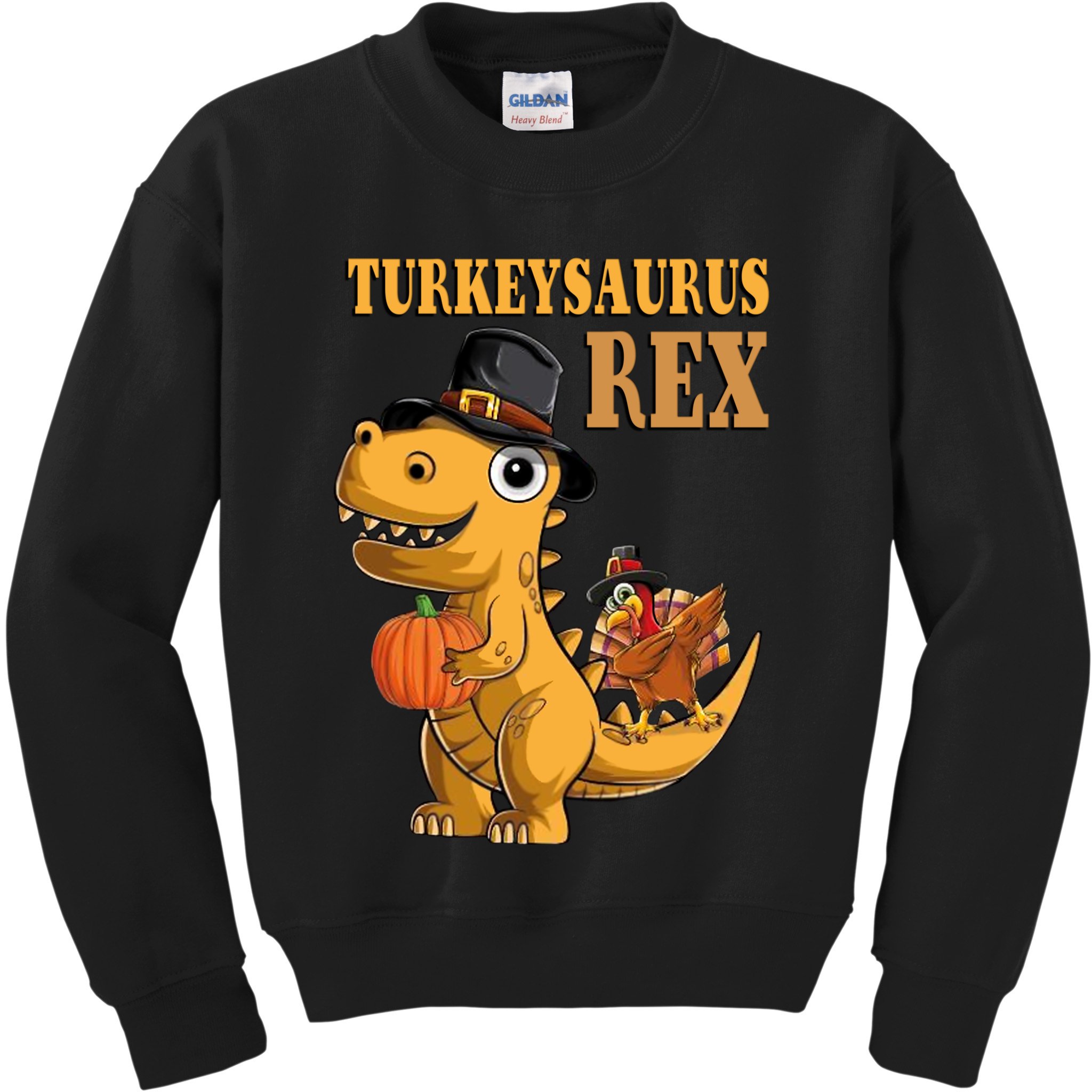 Kids Turkeysaurus Rex Turkey Dino Thanksgiving Kids Sweatshirt