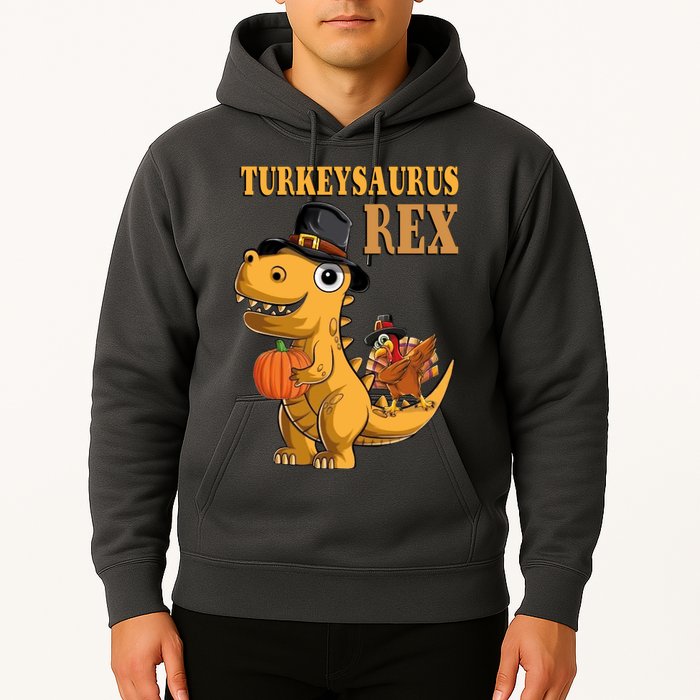 Kids Turkeysaurus Rex Turkey Dino Thanksgiving Hoodie