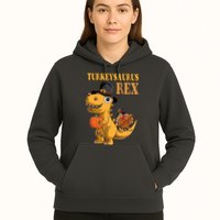 Kids Turkeysaurus Rex Turkey Dino Thanksgiving Hoodie