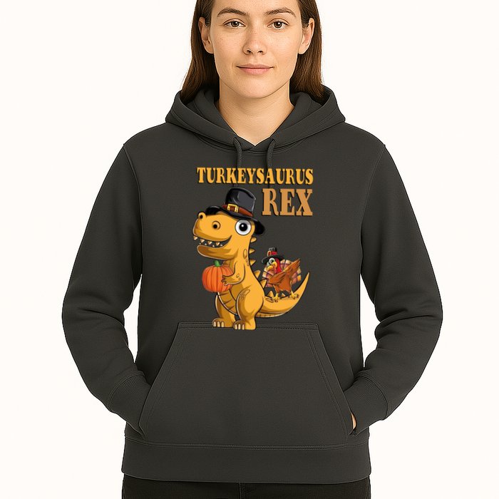 Kids Turkeysaurus Rex Turkey Dino Thanksgiving Hoodie