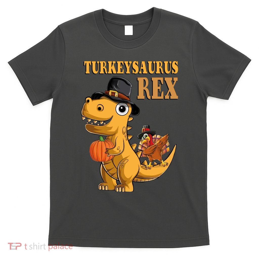 Kids Turkeysaurus Rex Turkey Dino Thanksgiving T-Shirt
