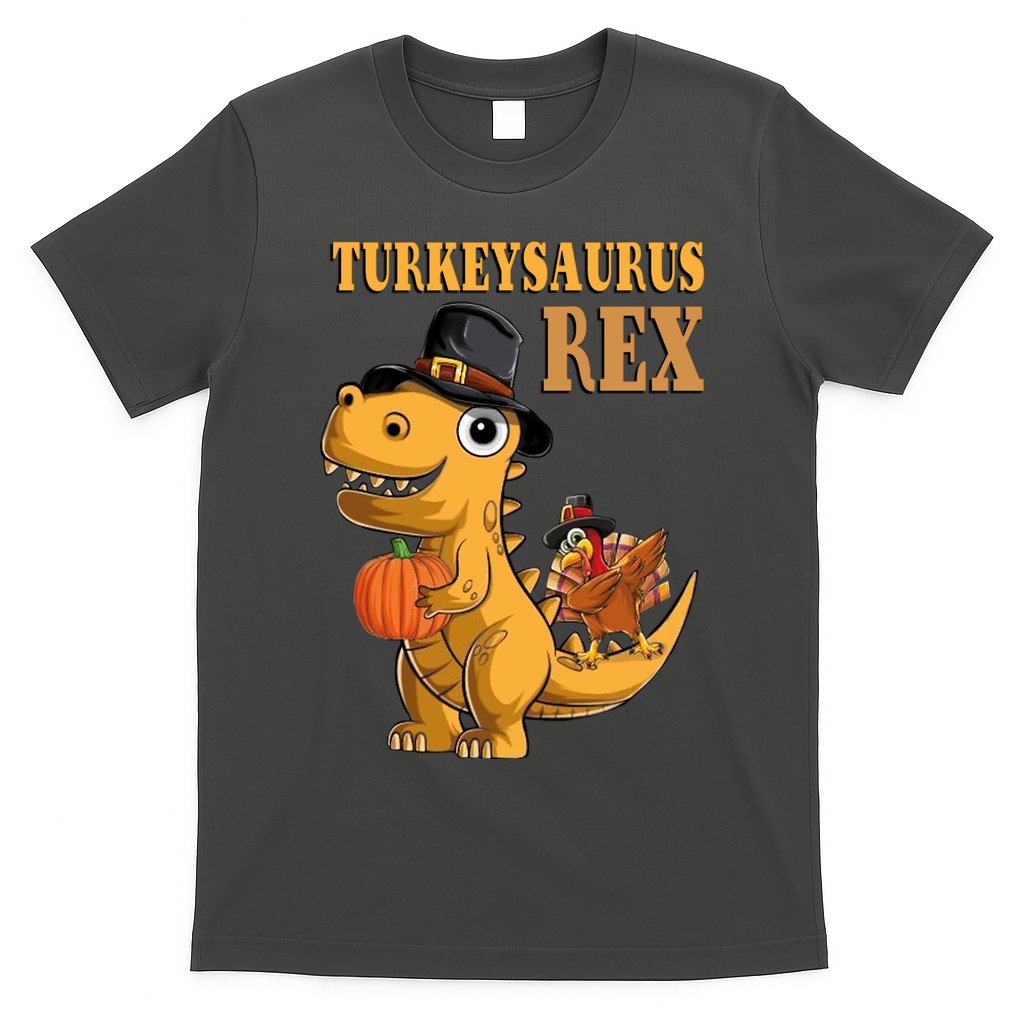 Kids Turkeysaurus Rex Turkey Dino Thanksgiving T-Shirt