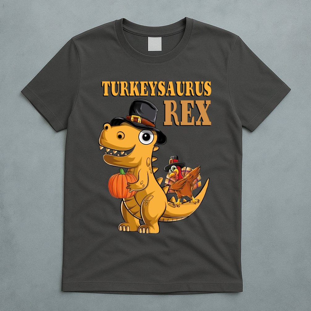 Kids Turkeysaurus Rex Turkey Dino Thanksgiving T-Shirt