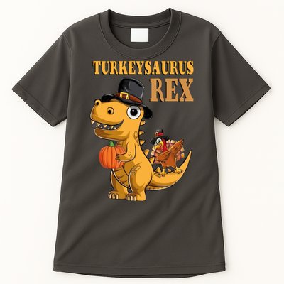 Kids Turkeysaurus Rex Turkey Dino Thanksgiving Tall T-Shirt