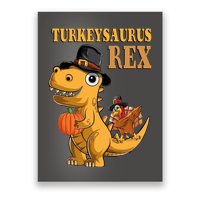 Kids Turkeysaurus Rex Turkey Dino Thanksgiving Poster