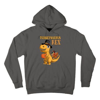 Kids Turkeysaurus Rex Turkey Dino Thanksgiving Tall Hoodie