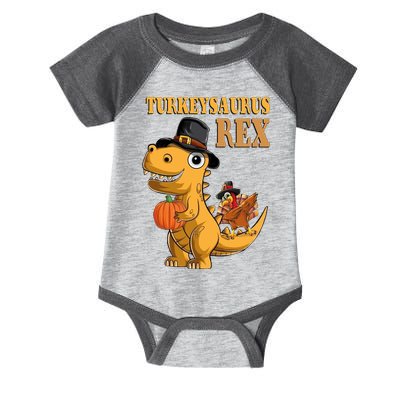 Kids Turkeysaurus Rex Turkey Dino Thanksgiving Infant Baby Jersey Bodysuit