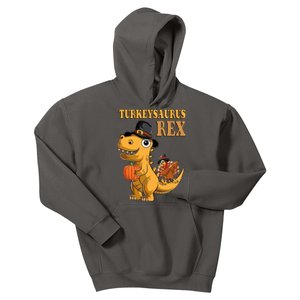 Kids Turkeysaurus Rex Turkey Dino Thanksgiving Kids Hoodie