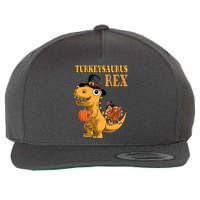 Kids Turkeysaurus Rex Turkey Dino Thanksgiving Wool Snapback Cap