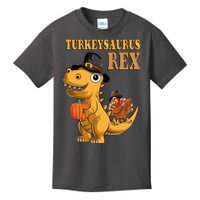 Kids Turkeysaurus Rex Turkey Dino Thanksgiving Kids T-Shirt