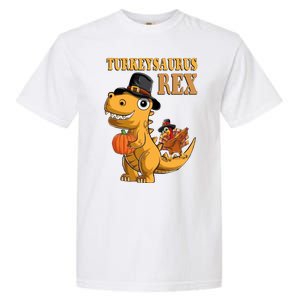 Kids Turkeysaurus Rex Turkey Dino Thanksgiving Garment-Dyed Heavyweight T-Shirt