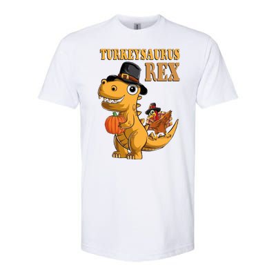 Kids Turkeysaurus Rex Turkey Dino Thanksgiving Softstyle® CVC T-Shirt