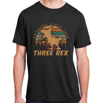 Kids Three Rex 3rd Birthday Gifts Third Dinosaur 3 Year Old Adult ChromaSoft Performance T-Shirt