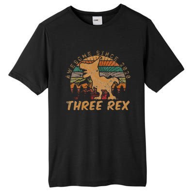 Kids Three Rex 3rd Birthday Gifts Third Dinosaur 3 Year Old Tall Fusion ChromaSoft Performance T-Shirt