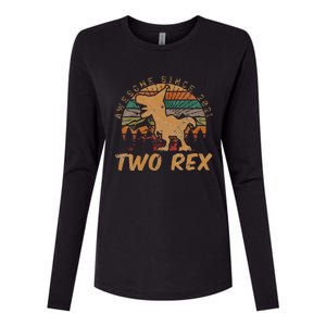 Kids Two Rex 2nd Birthday Gifts Second Dinosaur 2 Year Old Womens Cotton Relaxed Long Sleeve T-Shirt