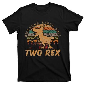 Kids Two Rex 2nd Birthday Gifts Second Dinosaur 2 Year Old T-Shirt