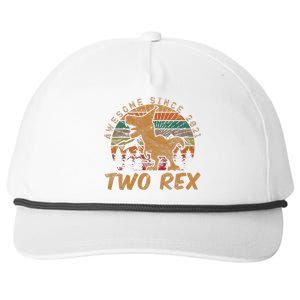 Kids Two Rex 2nd Birthday Gifts Second Dinosaur 2 Year Old Snapback Five-Panel Rope Hat