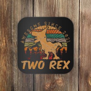 Kids Two Rex 2nd Birthday Gifts Second Dinosaur 2 Year Old Coaster