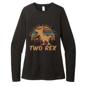 Kids Two Rex 2nd Birthday Gifts Second Dinosaur 2 Year Old Womens CVC Long Sleeve Shirt