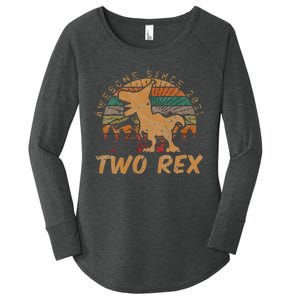 Kids Two Rex 2nd Birthday Gifts Second Dinosaur 2 Year Old Women's Perfect Tri Tunic Long Sleeve Shirt