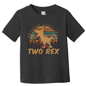 Kids Two Rex 2nd Birthday Gifts Second Dinosaur 2 Year Old Toddler T-Shirt