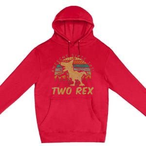 Kids Two Rex 2nd Birthday Gifts Second Dinosaur 2 Year Old Premium Pullover Hoodie