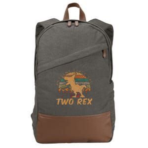 Kids Two Rex 2nd Birthday Gifts Second Dinosaur 2 Year Old Cotton Canvas Backpack