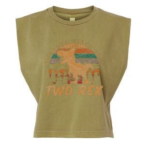 Kids Two Rex 2nd Birthday Gifts Second Dinosaur 2 Year Old Garment-Dyed Women's Muscle Tee