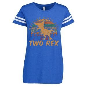 Kids Two Rex 2nd Birthday Gifts Second Dinosaur 2 Year Old Enza Ladies Jersey Football T-Shirt