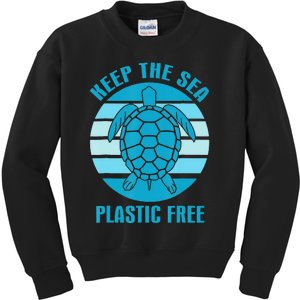 Keep The Sea Plastic Free Turtle Earth Day Kids Sweatshirt