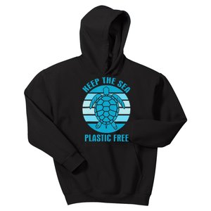 Keep The Sea Plastic Free Turtle Earth Day Kids Hoodie