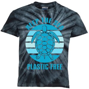 Keep The Sea Plastic Free Turtle Earth Day Kids Tie-Dye T-Shirt