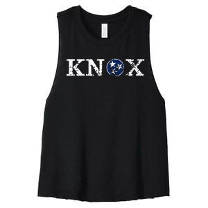 Knoxville Tennessee State Flag Art Gifts Distressed Knox Women's Racerback Cropped Tank