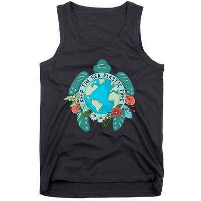 Keep The Sea Plastic Free Protect Save The Earth Sea Turtle Planet Tank Top